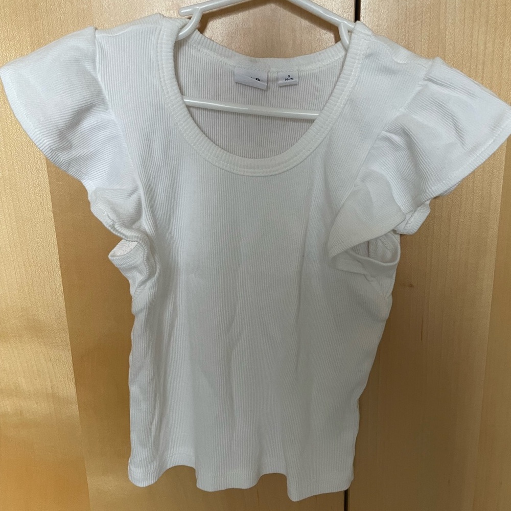 Gap Kids White Ruffle Sleeve Top